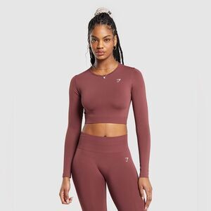 Gymshark EVERYDAY SEAMLESS LONG SLEEVE CROP TOP size M red NWT in pkg